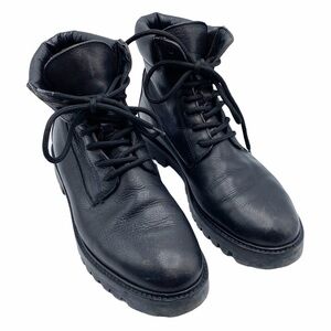 VINCE Black Leather Lace Up Boots‎